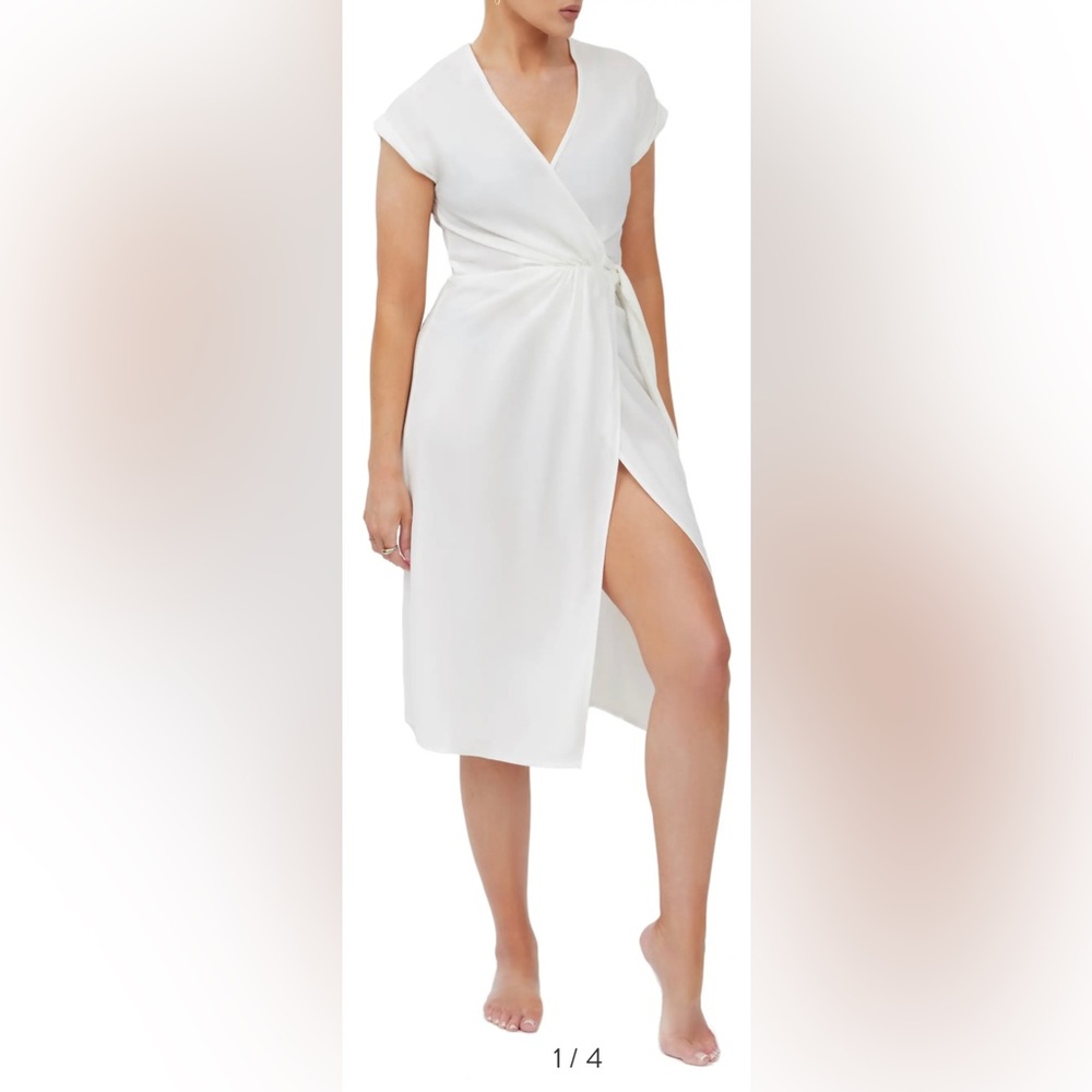 4TH & RECKLESS White Midi Wrap Dress Size Medium (8-10) NWT - Picture 5 of 13